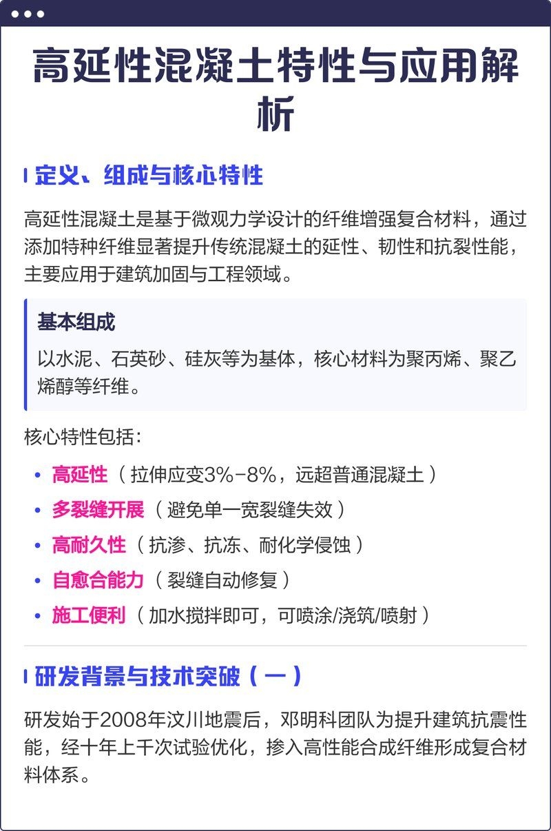 高延性混凝土有哪些優(yōu)點（高延性混凝土有哪些優(yōu)點高延性混凝土施工技術要點清單） 行業(yè)新聞 第1張