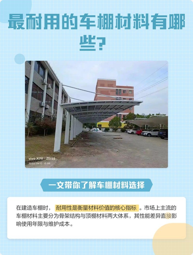 鋼架車棚的材質(zhì)有哪些選擇（哪種材質(zhì)的鋼架車棚最耐用？） 行業(yè)新聞 第1張