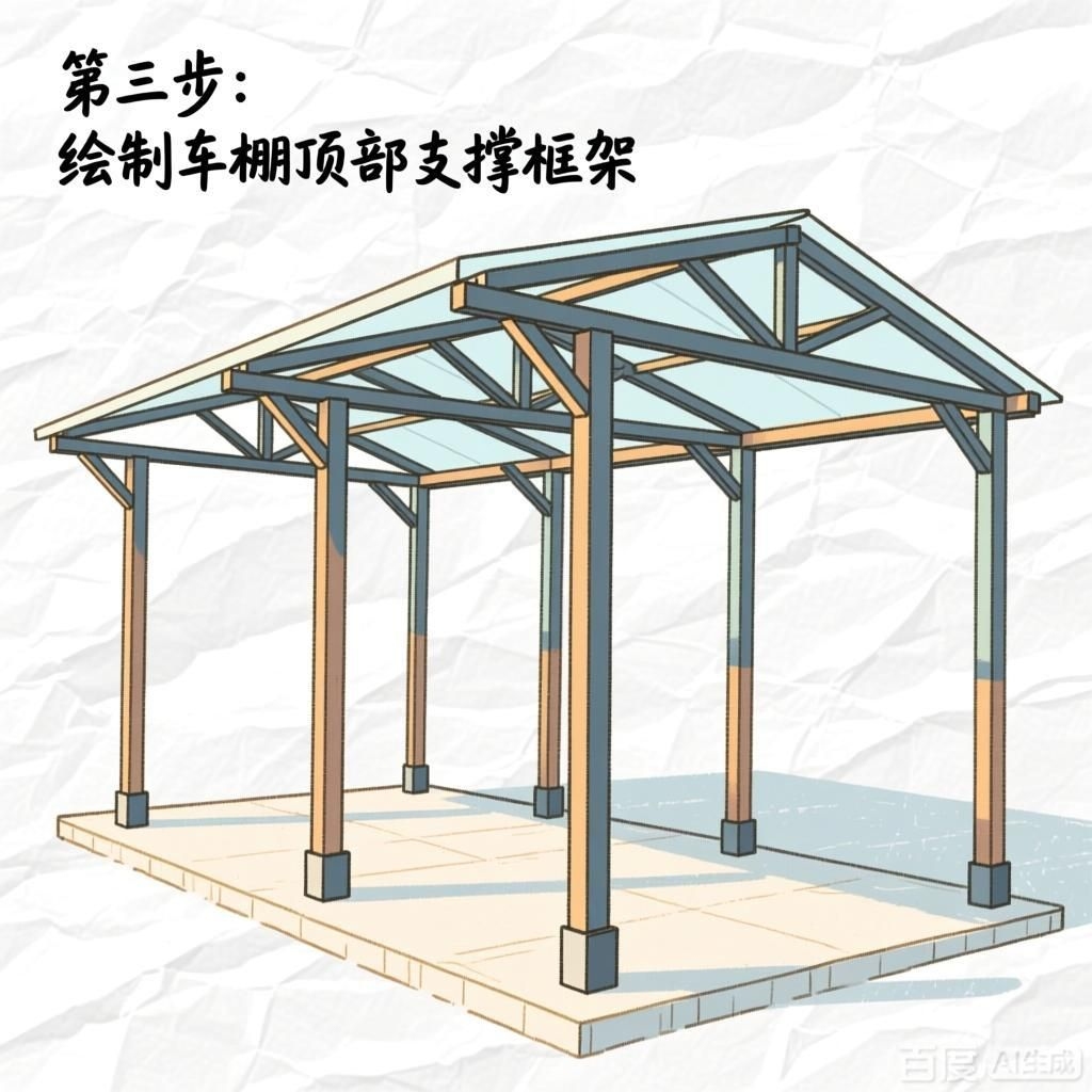 如何繪制自己的車(chē)棚結(jié)構(gòu)圖（如何繪制自己的車(chē)棚結(jié)構(gòu)圖,4張圖均為車(chē)棚結(jié)構(gòu)繪制步驟的示意圖） 行業(yè)新聞 第3張